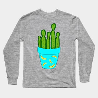 Cute Cactus Design #36: Banana Pot Cactus Long Sleeve T-Shirt